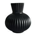 thumbnail image 1 of 7.5 Inch Modern Plastic Vase for Flowers, White or Black Striped Ribbed Vase, Small Contemporary Table Vase for Home Office Decor, Centerpiece for Shelves Desk Wedding, 1 of 6