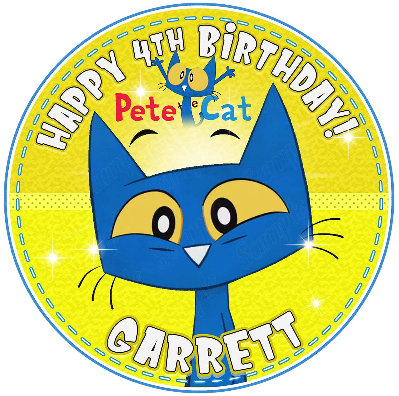 7.5 Inch Pete The Cat R Cake Topper - Round Edible Birthday Cake ...