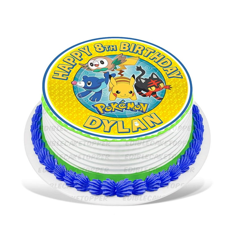 7.5 Inch Pokemon Stadium Cake Topper - Round Edible Birthday Cake  Decorations, Happy Birthday Cake 