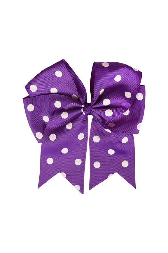 7.5 Inch Polka Dot Hair Bow with Tails Grosgrain Ribbon Hair Clip