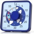thumbnail image 1 of 7.5-Inch Rocket Pattern Visual Timer for Kids, 60-Minute Countdown Timer for Classroom or Kitchen, Durable Mechanical Timer Clock with Magnetic Backing (Blue), 1 of 4