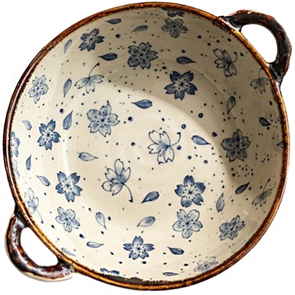 Large Serving Bowl 24oz Ceramic Salad Bowl with Handle Deep Pasta Dish,Irregular Edge - Walmart.com