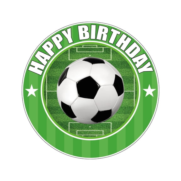 7.5 Inch Soccer Ball Cake Topper – Round Edible Birthday Cake Decorations, Happy Birthday Cake