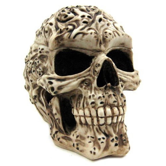 7.5 Inch Spirit Ghost Print Skull Removable Top Desktop Figurine by PTC