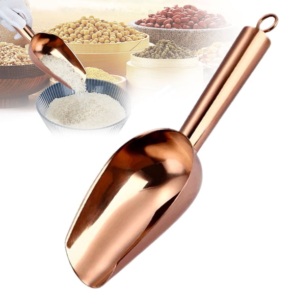 7.5 Inch Stainless Steel Ice Cream Scoop, Rust Proof Metal Ice Scoop for Candy Flour Sugar, Multi Purpose Scoop with Hook for Party Canisters Jars Kitchen Bar Ice Maker, Dishwasher Safe, 1 Pack - E