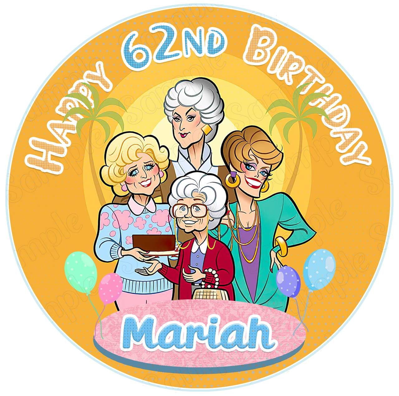 7.5 Inch The Golden Girls Cake Topper Round Edible Birthday Cake