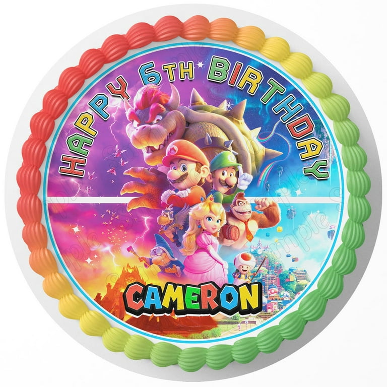 7.5 Inch The Super Mario Bros Movie 2023 Princess Peach Cake Topper - Round  Edible Birthday Cake Decorations, Happy Birthday Cake 