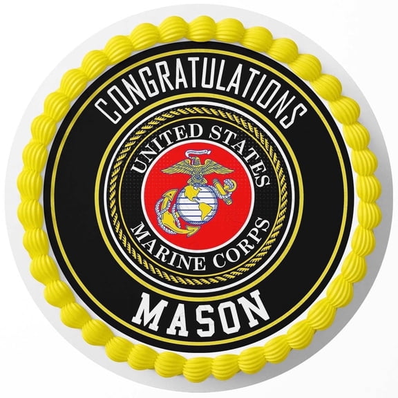 USMC Emblem United States Marine Corps Seal Edible Icing Image Cake Topper, by Tnct.
