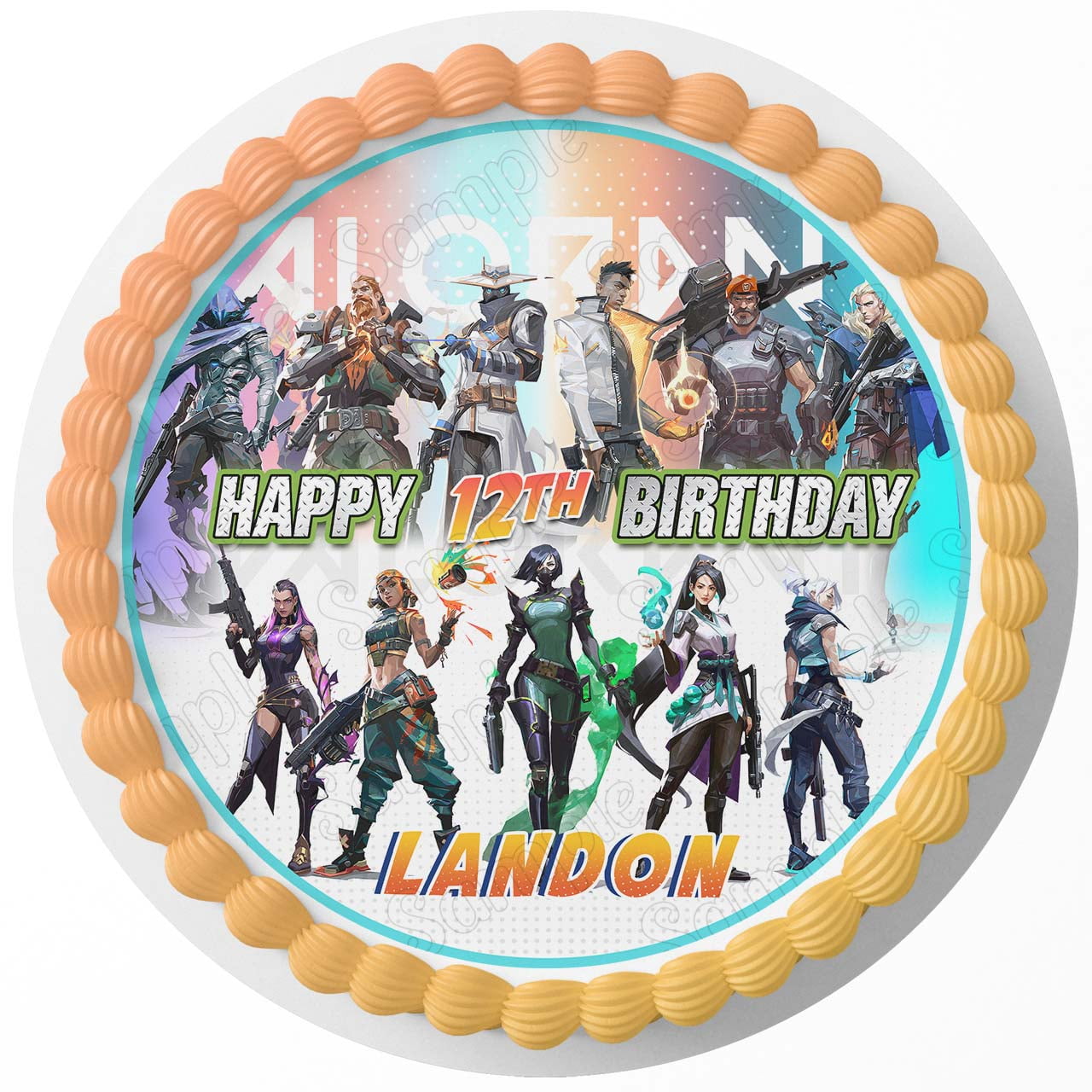 7.5 Inch Valorant Cake Topper Round Edible Birthday Cake Decorations