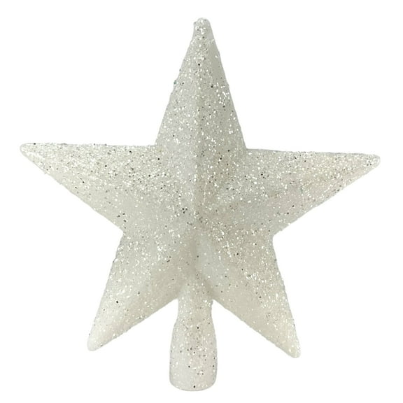 7.5 Inch White Glittered Star Christmas Tree Topper