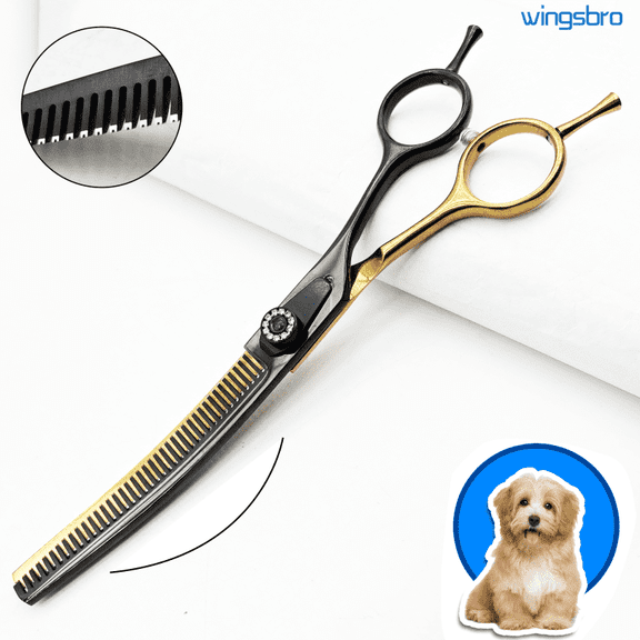 7 inches Blackgold Pet Grooming Scissors, Up Curved Thinning Scissors for Pet Hair Beauty, Suitable for Pet Groomer and Home Use