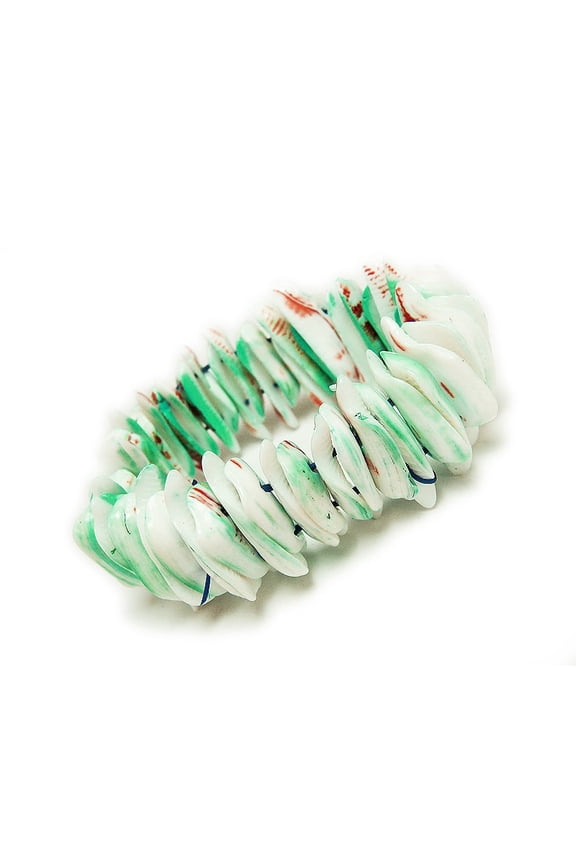 7.5 Inches Light Green Natural Shell Stretch Bracelet
