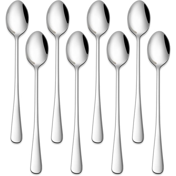 7.5 Inches Stainless Steel Iced Tea Spoons,Set Of 8 Long Stirring Spoons For Coffee,Cocktail,Ice Cream,Long Handle Iced Teaspoons,Latte Spoons For Mixing