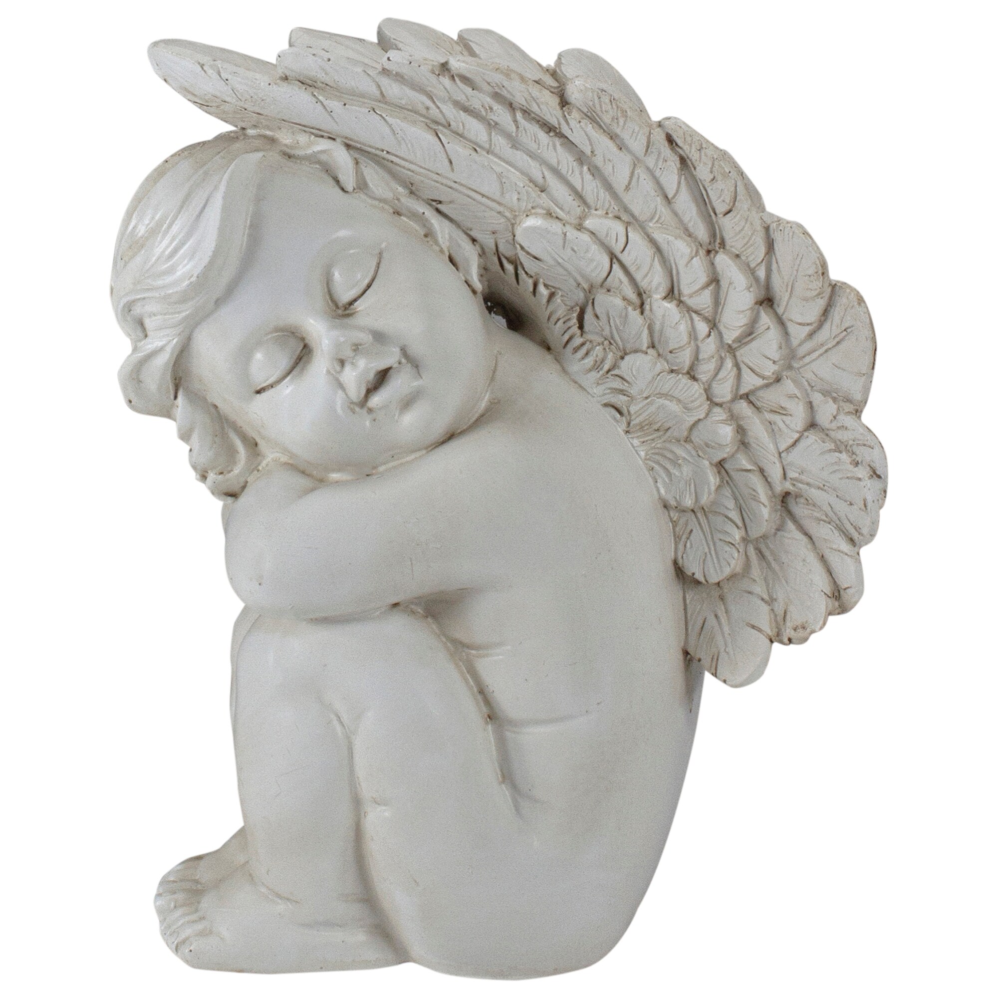 7.5" Ivory Left Facing Sleeping Cherub Angel Outdoor Garden Statue - image 1 of 5