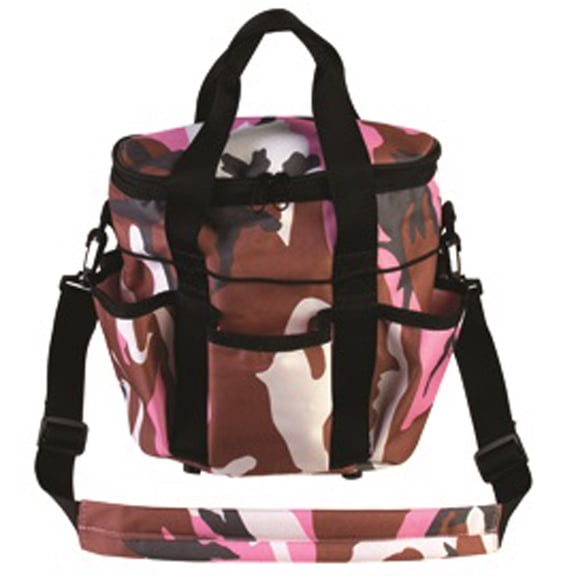 7.5"L X 10.5"W 10"H Hilason Grooming Tote Bag With Zipper lid Pink Camo