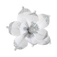 thumbnail image 1 of 7.5" Large Christmas Magnolia Flowers, Glitter Artificial Poinsettia Stems, Velvet Texture Christmas Tree Ornaments, Home Table Decorations for Holiday Party Decor, 1 Pack,White, 1 of 6