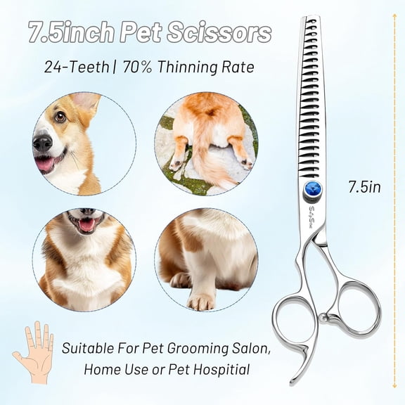 7.5" Left Handed Dog Grooming Scissors Chunker