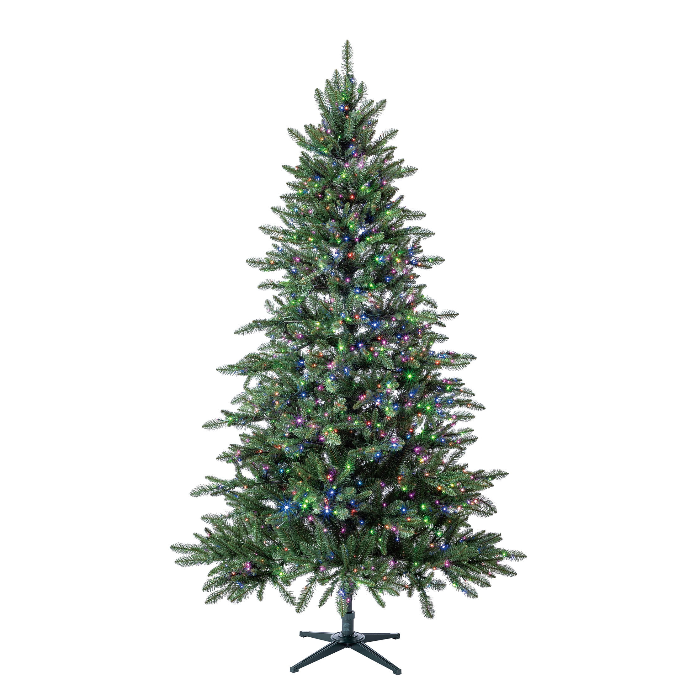 7.5’ Milford Pine Prelit Green Artificial Christmas Tree with LumaDazzle Color-Changing Twinkle LED Lights and Quick Set, by Holiday Time