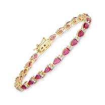 7*5 MM Ruby tennis Bracelet,CZ Diamond Gold Plated for Women,July Birthstone gift for her