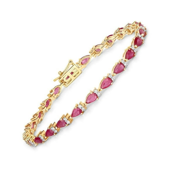 7*5 MM Ruby tennis Bracelet,CZ Diamond Gold Plated for Women,July Birthstone gift for her