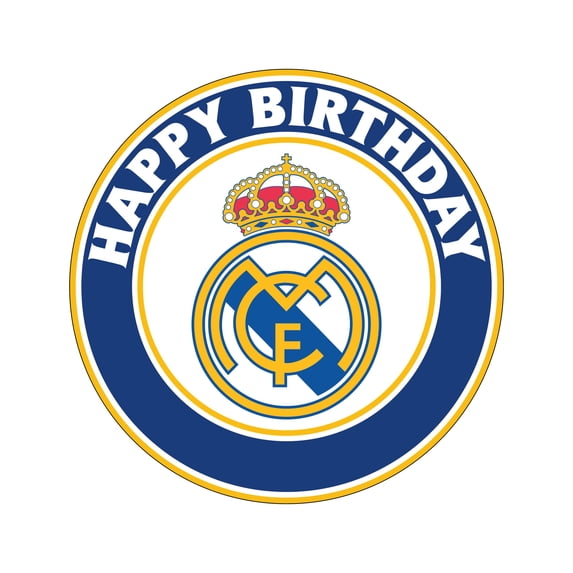 7.5 Madrid Elite Cake Topper – Round Edible Birthday Cake Decorations ...