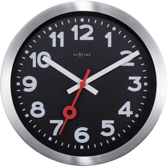 7.5" Nextime Black & Silver Station Wall Clock