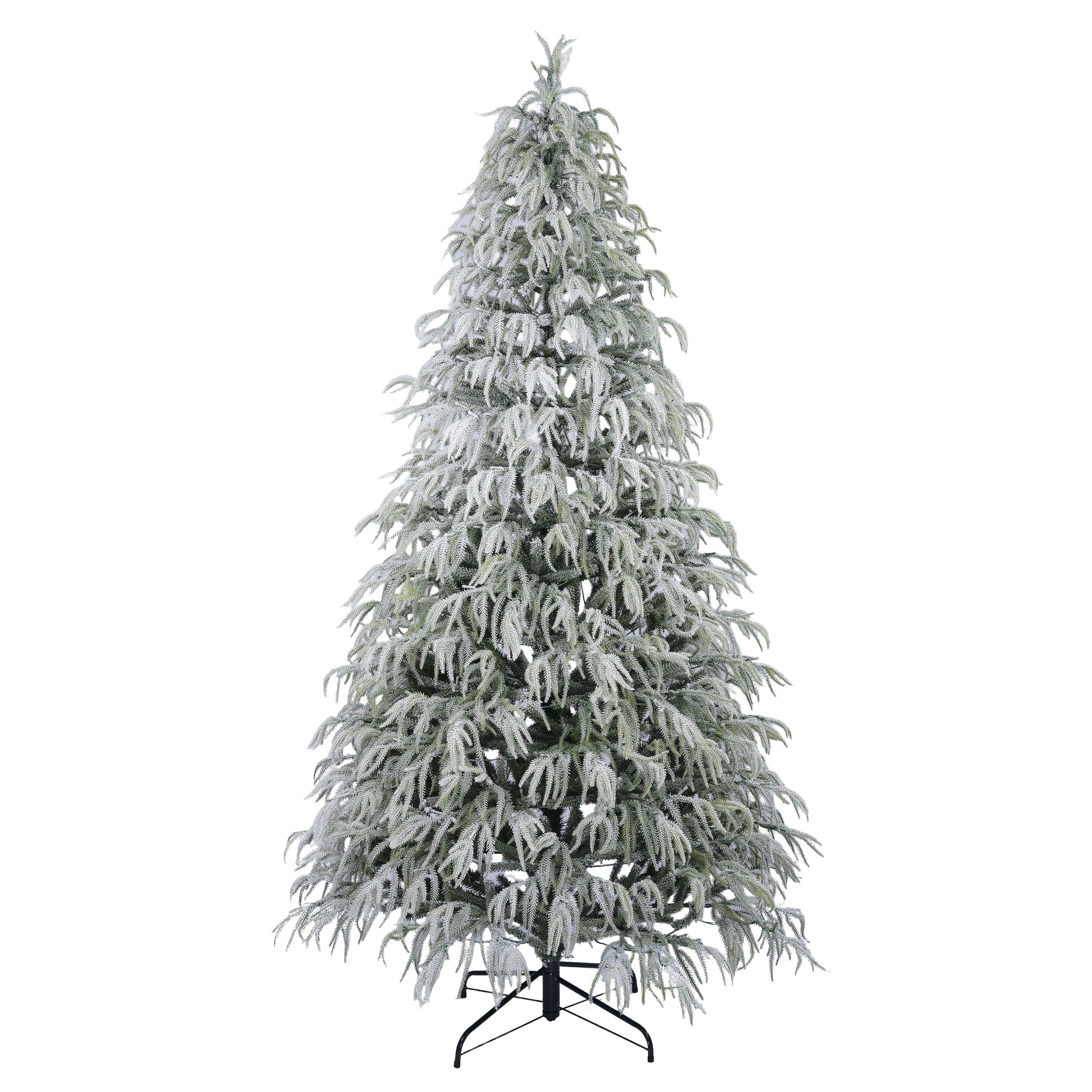 7.5' Pre-Lit Snow-Flocked Preston Green Artificial Christmas Tree with 350 Warm White LED Lights and Stand, by Holiday Time