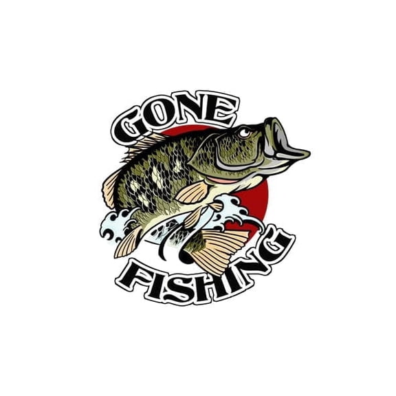 7.5" Pre-Cut Round Bass Gone Fishing Birthday Edible Image Cake Topper By TNCT