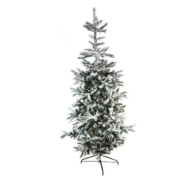 7.5' PreLit Noble Fir Flocked Artificial Christmas Tree Warm Clear