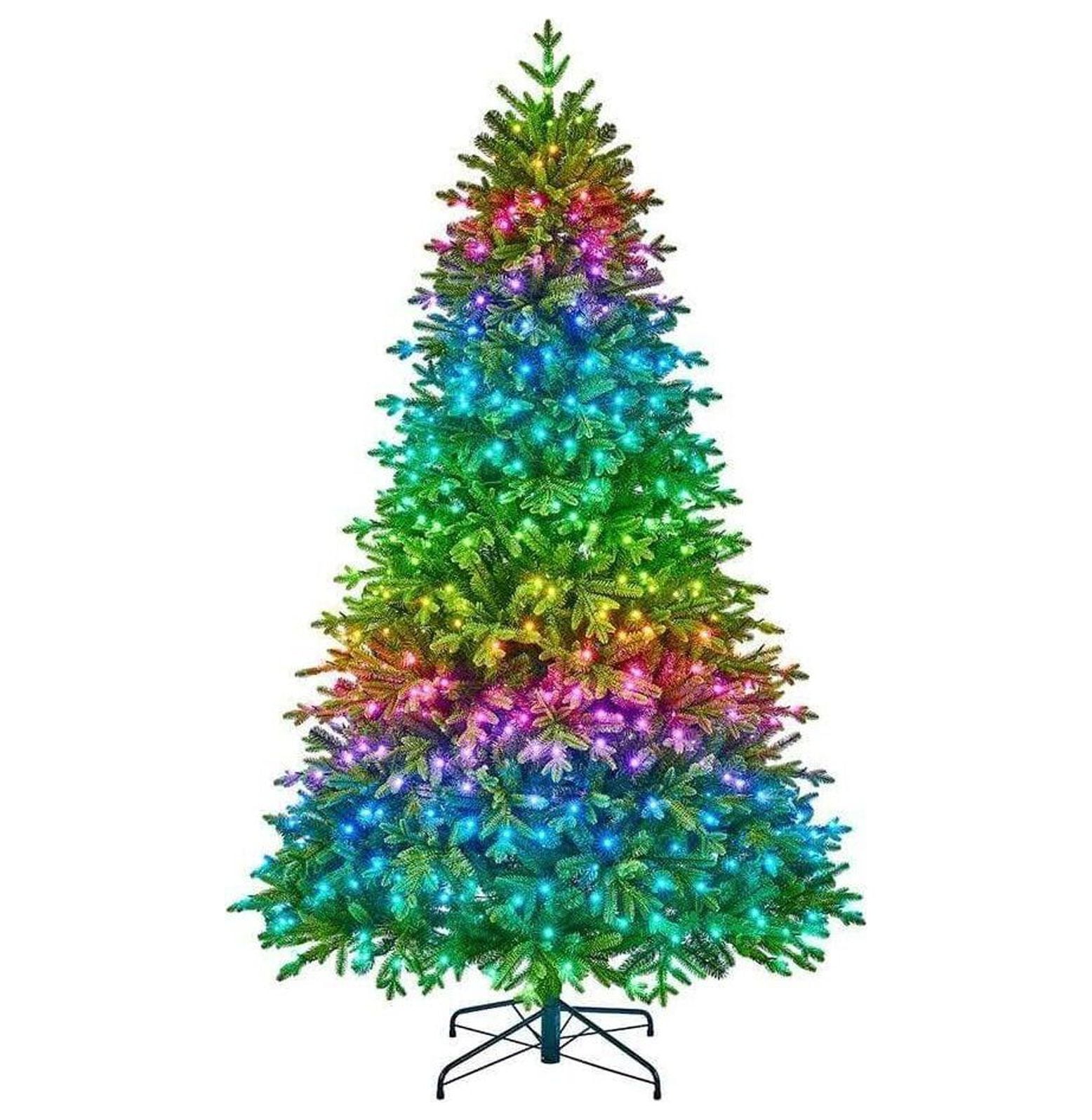 7.5' Prelit faux Christmas Tree Spruce Twinkly App 600 LEDs RGB YhbSmt