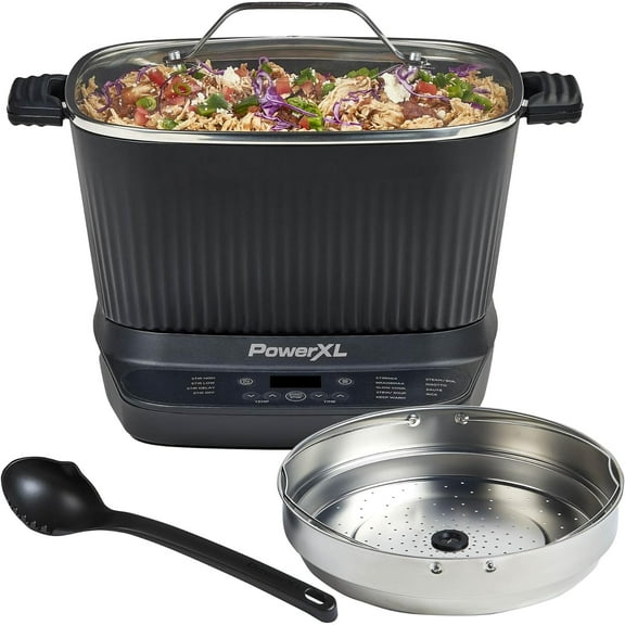 7.5 Quart Digital Multi-Cooker with Automatic Paddle to Stir and Shred, 9 in 1 programmable presets to Saut, Sear, and Brown Food Before Simmering Accessories & Cookbook Included
