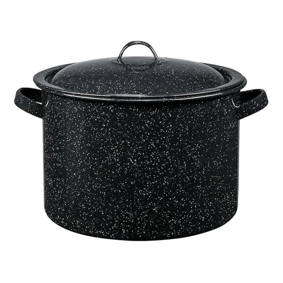 7.5-Quart Stew Pot - Chip-Resistant Glass Coated Steel - Non-Stick, Even Heat - Ideal for Stews & Sous Vide - Speckled Black