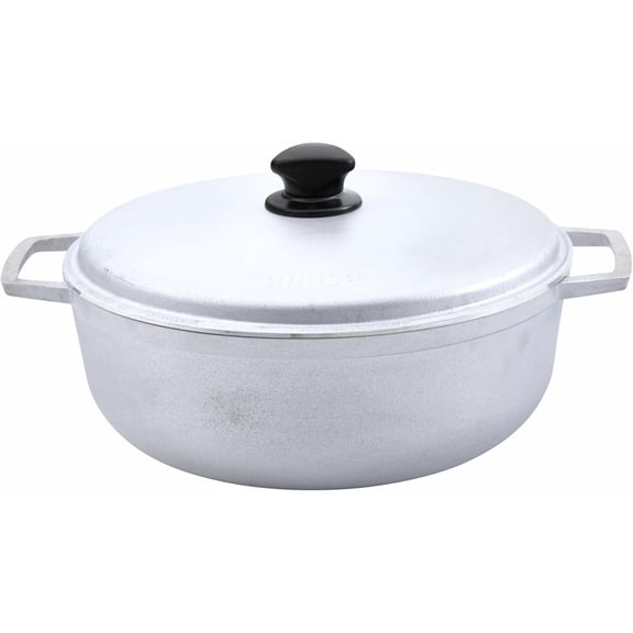 7.5-Quart Traditional Caldero with Lid, Natural Colombian-Style Cooking and Serving Pot, Silver
