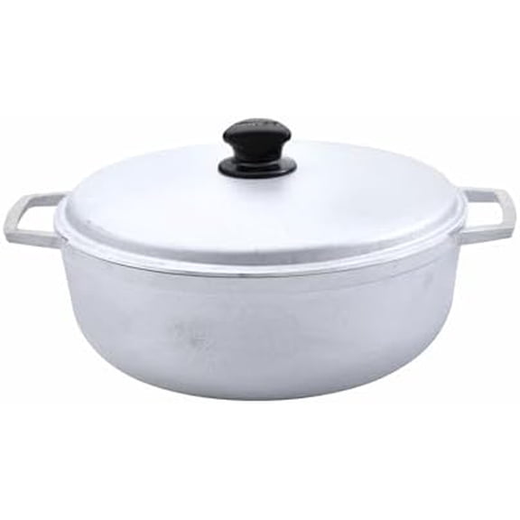 7.5 Quart Traditional Natural Made in Colombia Caldero with Lid for Cooking and Serving,Silver