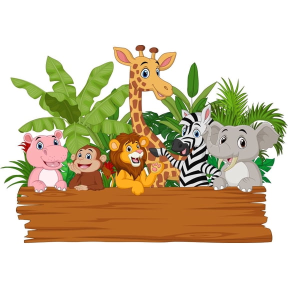 7.5" Round Pre-Cut Baby Jungle Safari Animals Themed Baby Shower/Gender Reveal/Birthday Party Photo Edible Image Cake Topper