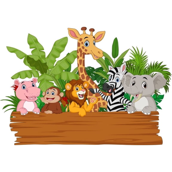 7.5" Round Pre-Cut BaBy Jungle Safari Animals Themed BaBy Shower/Gender Reveal/Birthday Party Photo Edible Image Cake Topper