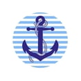 thumbnail image 1 of Blue & White Strip Nautical theme Rope & Anchor Edible Icing Image Cake Topper, by Tnct., 1 of 4