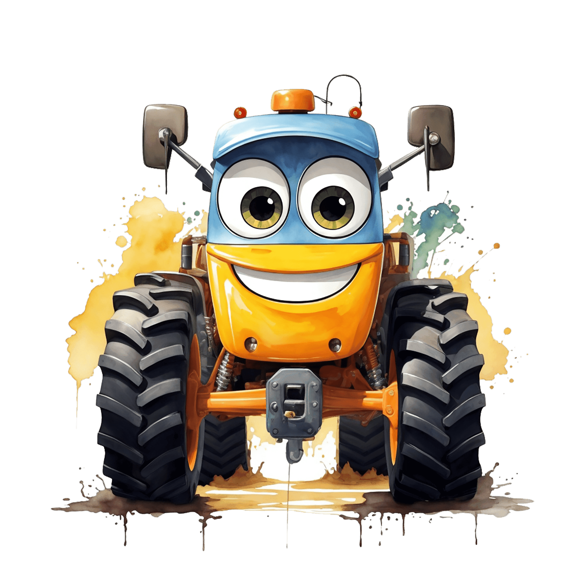 Cartoon Blue & Yellow Truck with Green Eyes, Smiling Birthday theme ...