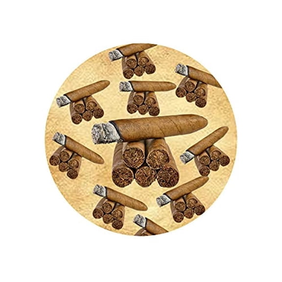 7.5" Round Pre-Cut Cigar Themed Birthday Edible Image Cake Topper By TNCT