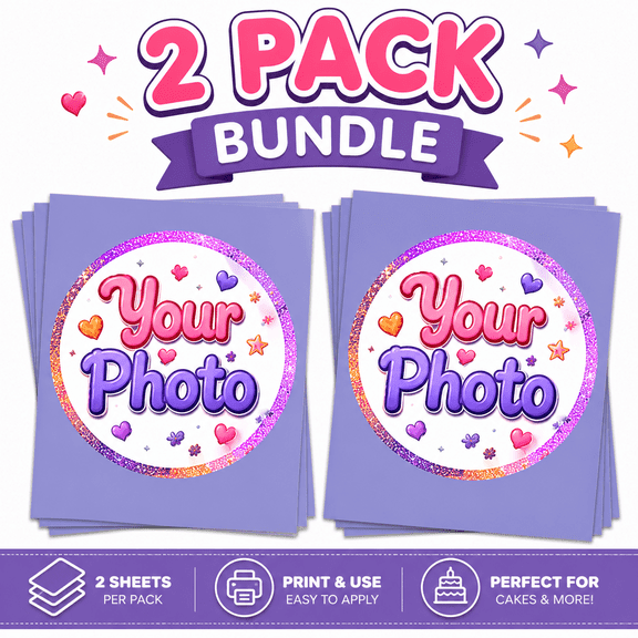 7.5" Round Pre-Cut Create your Own Photo Edible Image Cake Toppers, by Tnct. (2 Count) Email your Image After Purchase, See Product Details.