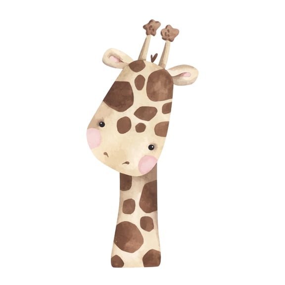 Watercolor Pink & Brown Giraffe Edible Icing Image Cake Topper, by Tnct.
