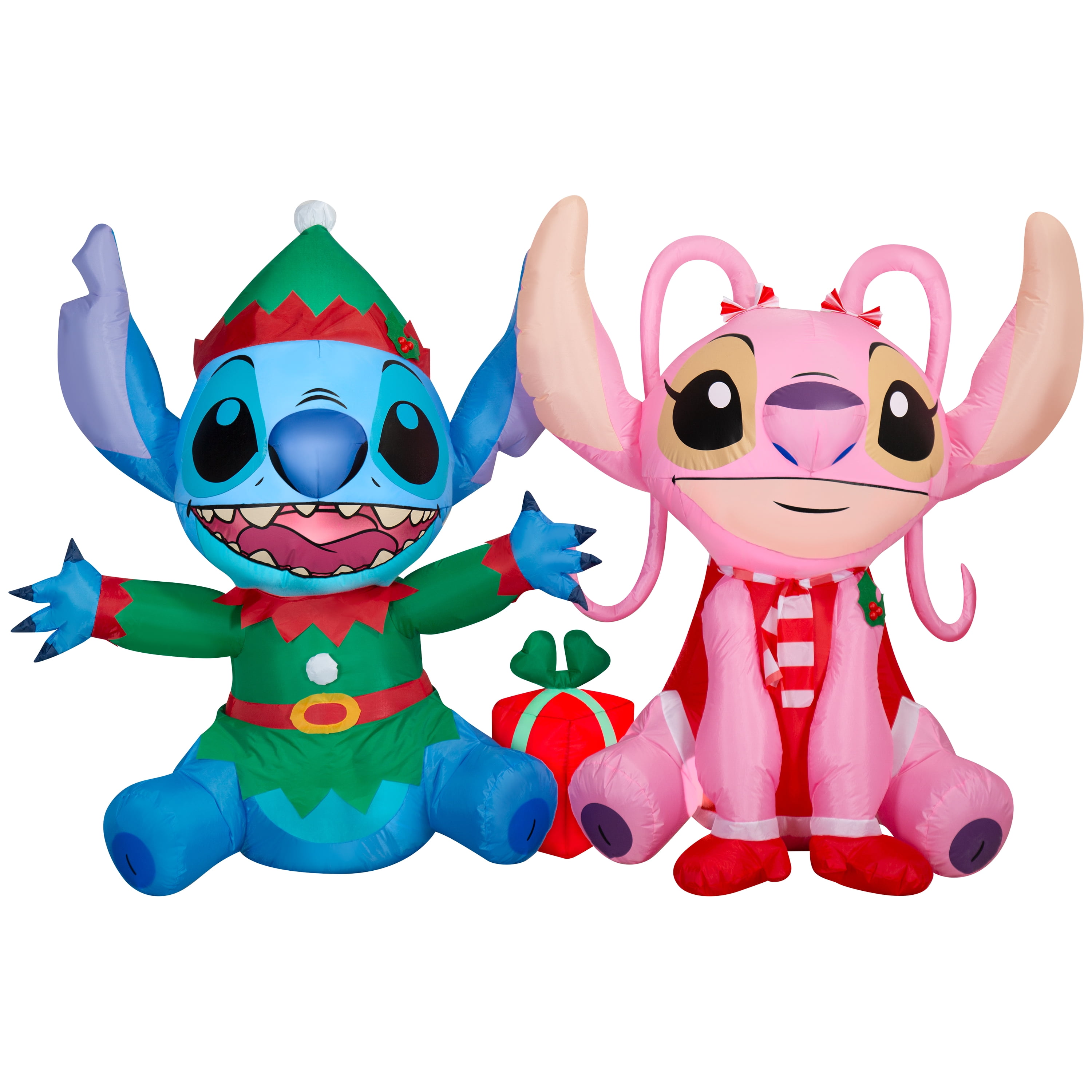 Christmas Yard Inflatable with LED Lights Disney Stitch and Angel Scene, 7.5 ft