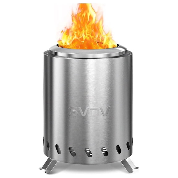 7.5" - Smokeless & Portable Mini Fire Bowl, Dual Fuel, 304 Stainless Steel with Carry Bag for Outdoor-Sliver