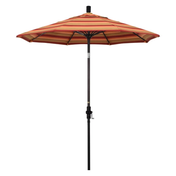 7.5' Sun Master Series Patio Umbrella With Bronze Aluminum Pole Fiberglass Ribs Collar Tilt Crank Lift With Sunbrella 2A Astoria Sunset Fabric