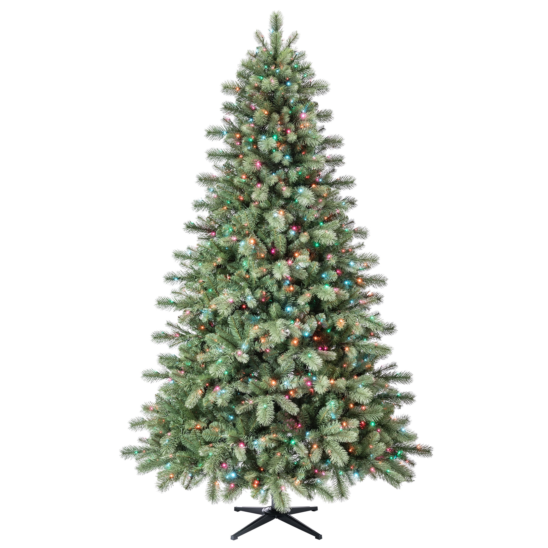 7.5’ Valencia Fir Prelit Green Artificial Christmas Tree with LumaDazzle Color-Changing Twinkle LED Lights and Quick Set®, by Holiday Time