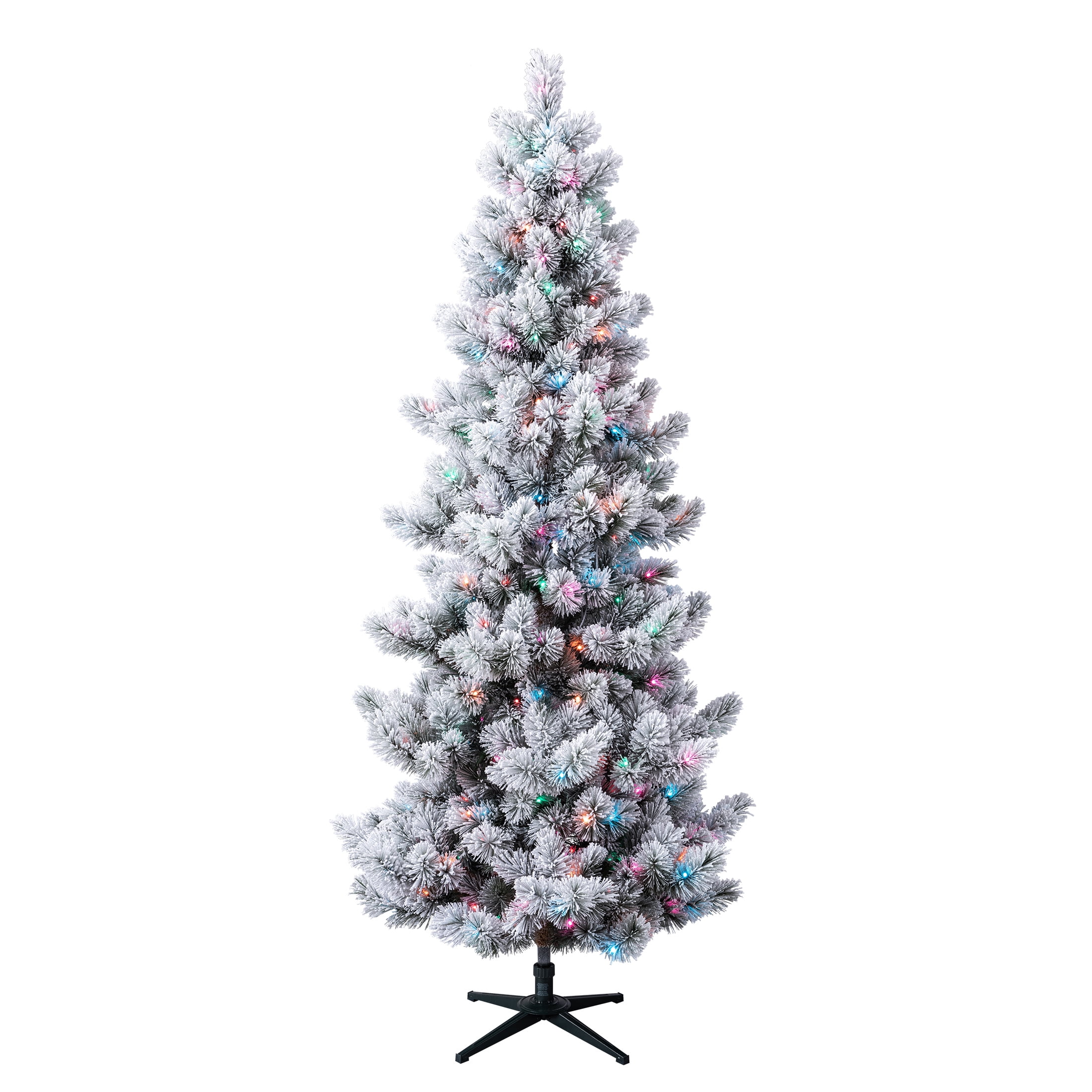 7.5’ Warren Pine Prelit Green Flocked Artificial Christmas Tree with Color-Changing LED Lights, by Holiday Time