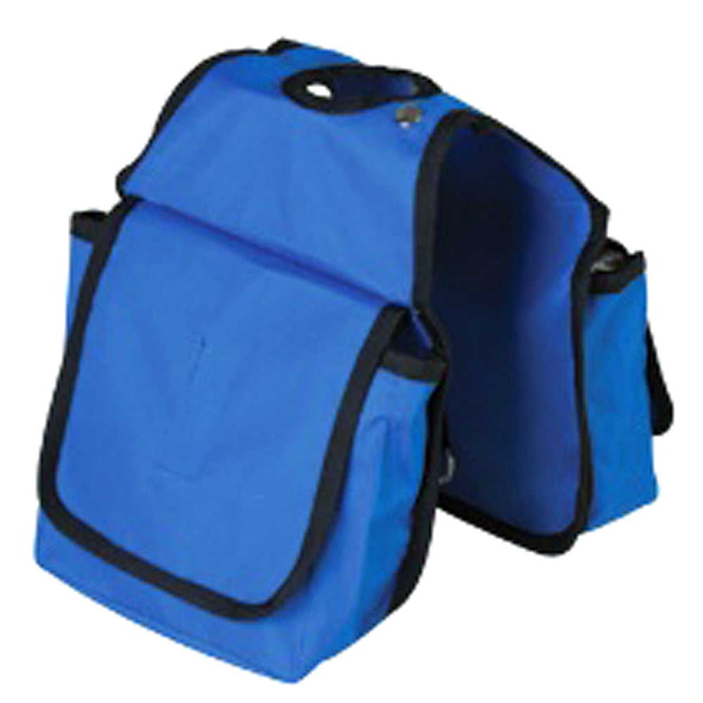 Sac De Selle Corne Cheval Hilason - Toile Bleu Royal - Poches 7,5'x7,5'