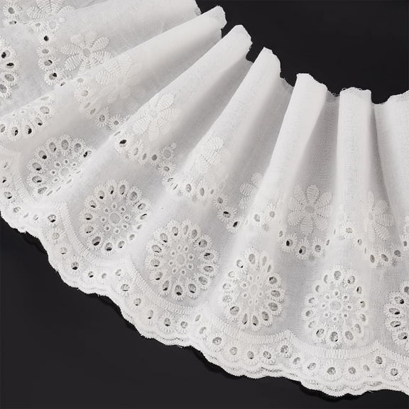 7.5 Yard Cotton Embroidered Eyelet Lace Trim White Floral Eyelet Lace Ribbon 6.1in Wide Perfect for Crafts Baby Clothes Wedding Apparel White