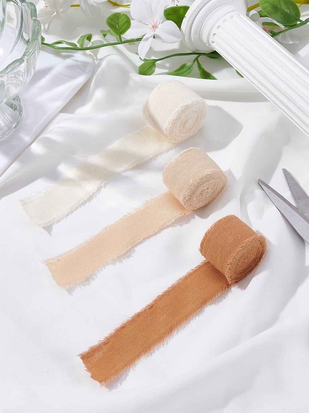 7.5 Yards 1 inch(25mm) Cotton Frayed Ribbons Raw Edged Ribbon for ...