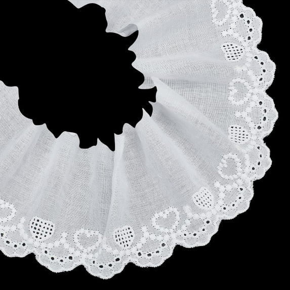 7.5 Yards ×3 inch Hearts Embroidery White Cotton Eyelet Lace Trim Ribbon Floral Lace Fabric Trim for Sewing Crafts Dresses Skirt Clothes Bag Tablecloth Curtain Pillow Decoration